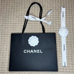 Authentic Chanel Shopping Bag with Ribbons and Flowers